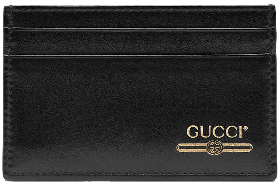Gucci Card Case Gold Logo (5 Card Slot) Black