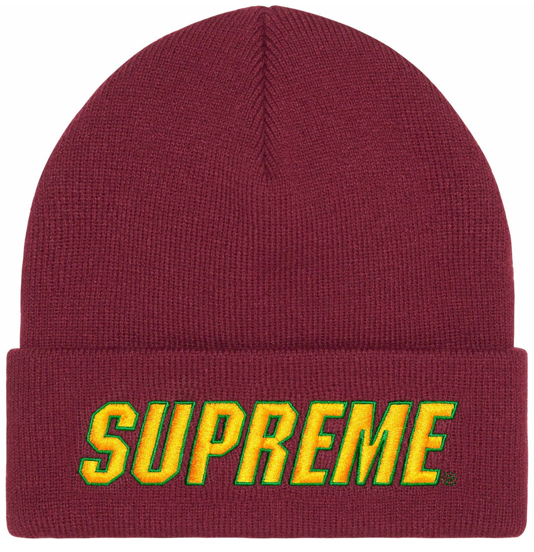 Supreme Slanted Logo Beanie Burgundy